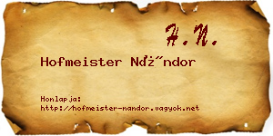 Hofmeister Nándor névjegykártya